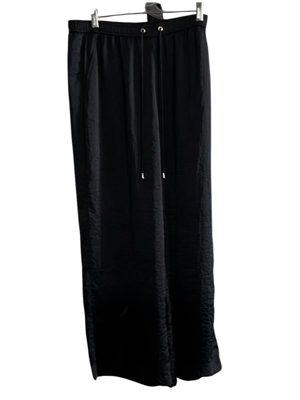 Micheal Kors size 10 black silky dress pants wide leg pockets draw string waist
